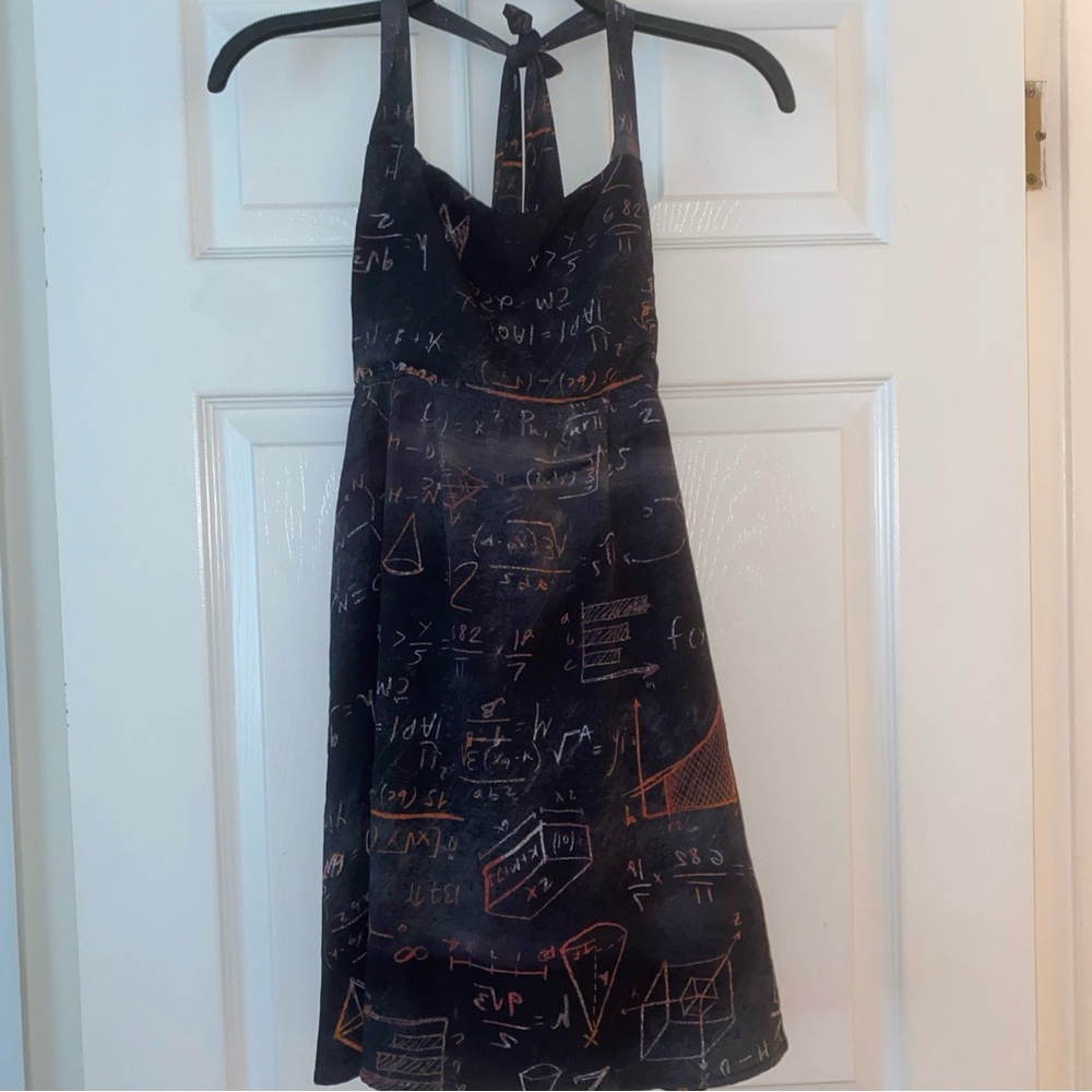 Chic Black Math Print Mini Dress